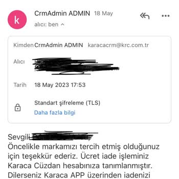 Karaca Züccaciye Toplam Tutar 1.598.99₺ Tarafıma İade Sağlamıyor