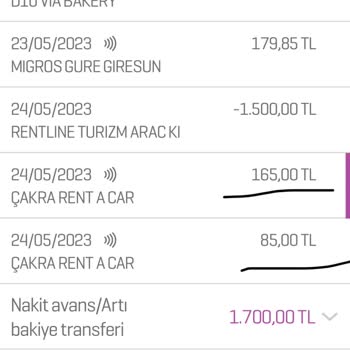 Çakra Rent A Car İki Kez Param Çekilmiş