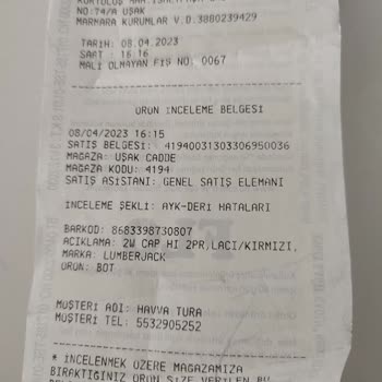 FLO'dan Aldığım Garantili Lumberjack Spor Ayakkabın Garantiye Girmeli