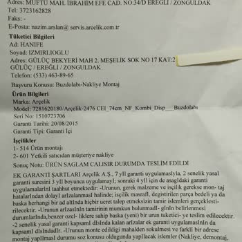 Arçelik Kısa Zamanda Tekrarlayan Buzdolabı Arızası