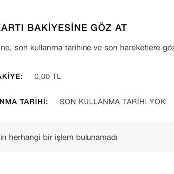 Zara Değişim Kartı İçerisinde Bütçe Bulunmuyor Hatası