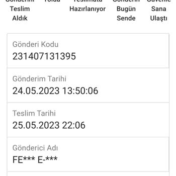 Fenerium Sipariş No 231033044154 Teslim Edilmedi Ama Teslim Edildi Deniliyor!