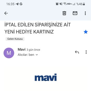 Mavi'den Ücret İadesi Yerine Alışveriş Hediye Kartı Verilmesi