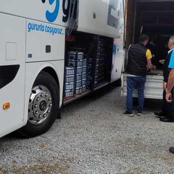 Giresun Seyahat Durak Dışında Kamyonla Meyve Yüklüyor Otobüse.