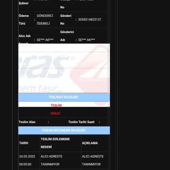 Aras Kargo Siparişim 2 Haftadır Gelmedi Ve Geri İade Edilmiş