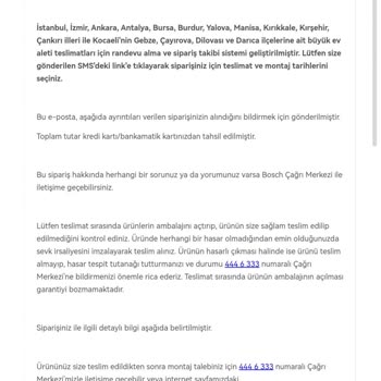 Bosch Malımızın Hala Tarafımıza Teslim Edilmeyişi