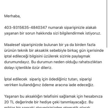 Amazonun 35 Gün Sonra Ürünü Teslim Etmeyip İptal Etmesi