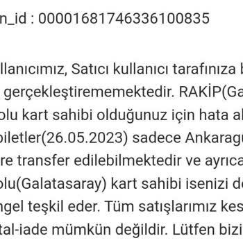 Passolig Tarafsız Kartıma Biletim İşlenmiyor