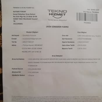 KVK Sevişte Garanti Kapsamında Tamir Sırasında Ürünün Zarar Görmesi