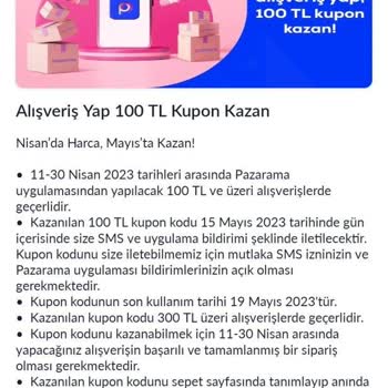 Pazarama Kupon Kodu Gönderilmedi!