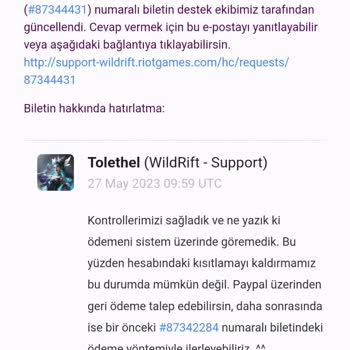 Riot Games League Of Legends Wild Rift Ters İbraz Ödeme Yaptım Banım Kalkmadı