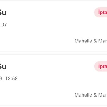 Saka Su Sürekli Sipariş İptali