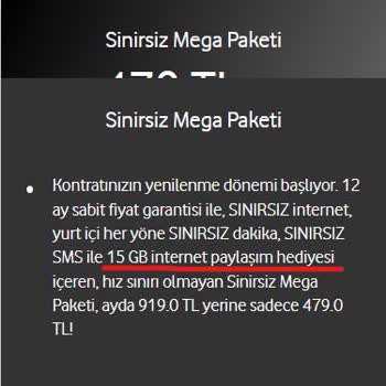 Vodafone Sınırsız Diye Pazarlanan Tarifenin Paylaşım Sınırının Olması