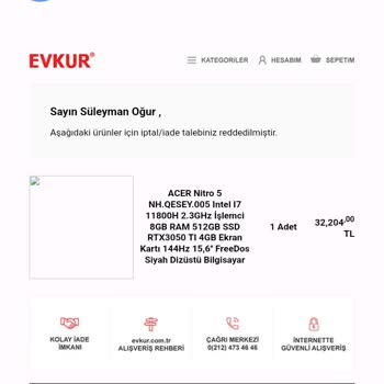 Evkur İptal İsteği Reddi