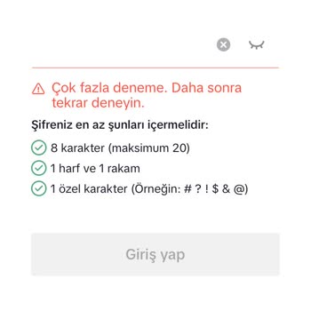 TikTok Şifremi Bulamama Çok Fazla Denendi Hatası