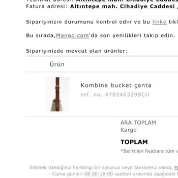 Mango Hatalı Ürün Gönderimi