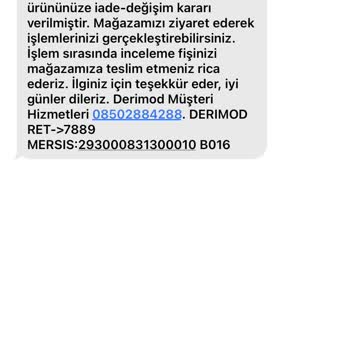Derimod Ürün İncelemesi Sonrası Değişim Yapılmaması
