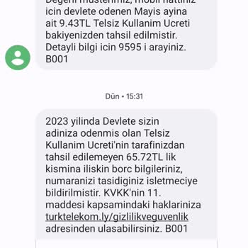 Bimcell Telsiz Kullanım Ücreti