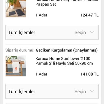 Karaca Home Siparişlerim Gelmiyor, 3 Haftadır Mağaza Dönüş Yapmıyor
