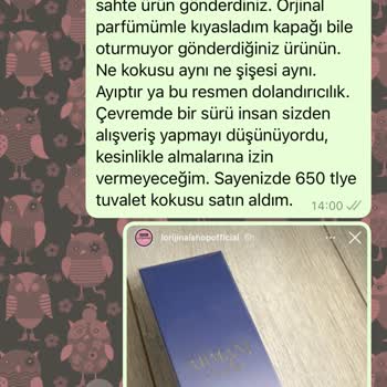 Lorijinalshop Sahte Parfüm Gönderildi