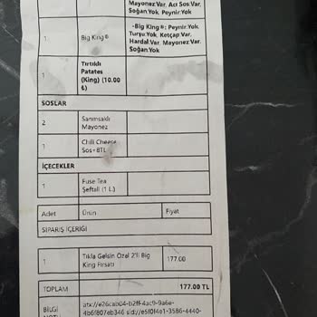 Burger King Yanlış Ve Eksik Ürün Gönderimi