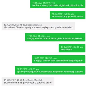 Touz Moda Ürünümün Kargoya Verilmemesi