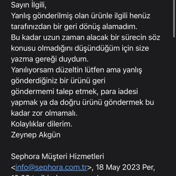 Sephora Satın Aldığınız Ürün Yerine Daha Ucuz Farklı Ürün Gönderiyor.