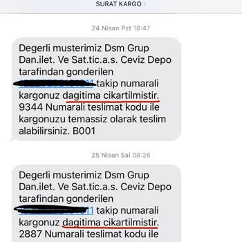 Sürat Kargo Teslimat Bölgesindeki Adrese Dağıtıma Çıkmıyor.