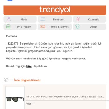 Trendyol'dan Rayban Gözlük Aldım! Gözlük Garanti Kapsamına Almadılar