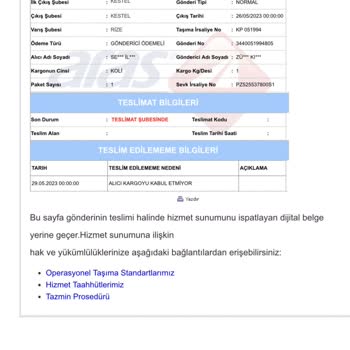 Aras Kargo "Alıcı Kargoyu Kabul Etmiyor" Yalanı