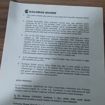 Koluman Motorlu Araçlar Garanti Kapsamındaki Araba Arızalandı.