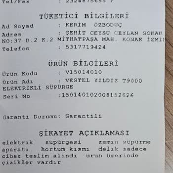 Vestel Elektrikli Süpürge Hortum Yırtığı
