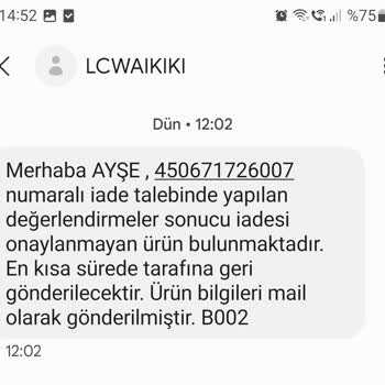 LC Waikiki Yanlış Beden Ürün Gönderimi