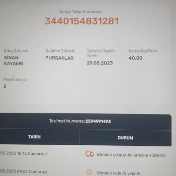 Aras Kargo Sinan Şubesi Kargo Teslim