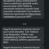 Türk Telekom Bildirim Yapmadan Tarife Sonlandırmış 100liram Gitmiş