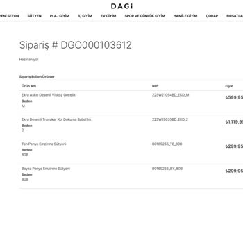 Dagi Siparişim İptal Edilmiyor