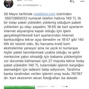 Vodafone Kolay Paket Satın Alıp Hizmet Alamamak