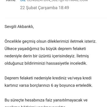Akbank Kredi'yi 6 Ay Ertelemişti 3 Ay Kesti.