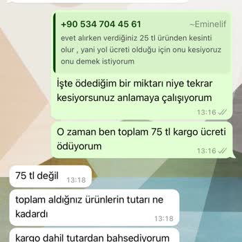 EMİN'ELİF Baştan Ödediğimiz Kargo Ücretini İade Ücretinden Kesiyorlar