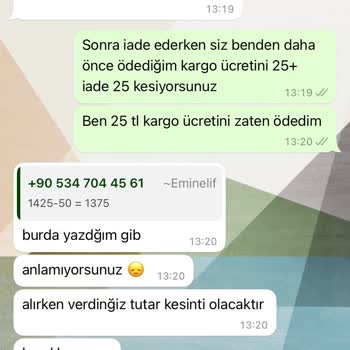 EMİN'ELİF Baştan Ödediğimiz Kargo Ücretini İade Ücretinden Kesiyorlar
