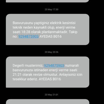 AYEDAŞ Elektrik Kesintisi Sonrasında Meydana Gelen Arıza