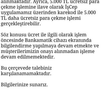 İş Bankası Banka İşlem Ücreti