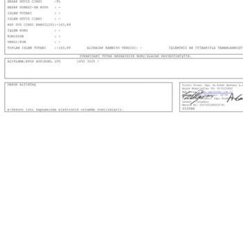 Ödeme Gelmemesi Livu Uygulamasından