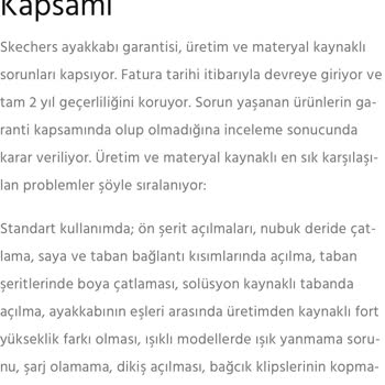 Skechers Ön Kısım Açılması Sorunu