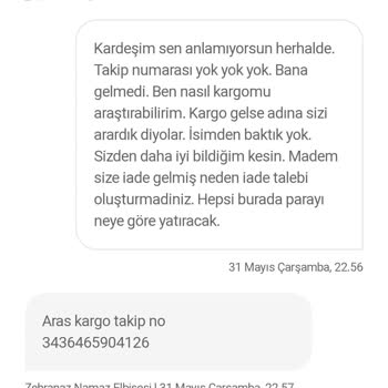 Zehranaz Namaz Elbisesi Kargo Takip Numarası Verilmemesi