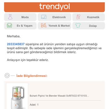 Satıcısı Bebeology Olan Trendyol'dan Aldığım Ürünümü İade Etmediler!