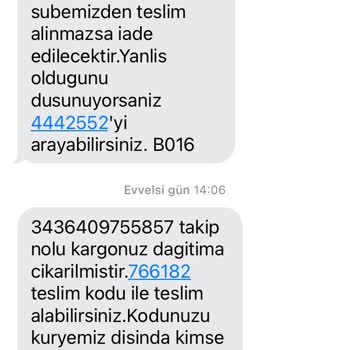 Aras Kargo Kapıya Gelmediği Halde Kargo Geri Gönderildi İbaresiyle...