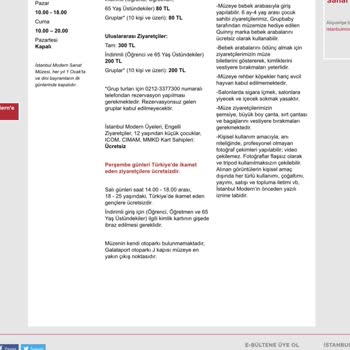 İstanbul Modern Sanat İstanbul Modern Ziyaret Saatleri