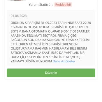 Çiçek Sepeti Kötü Hizmetin Üstüne Bir De Olumsuz Yorum Kabul Etmiyor