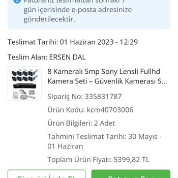 NEO Güvenlik Kamera ve Alarm Sistemleri Gönderildi Gösterip Gelmeyen Ürün Çiçek Sepeti